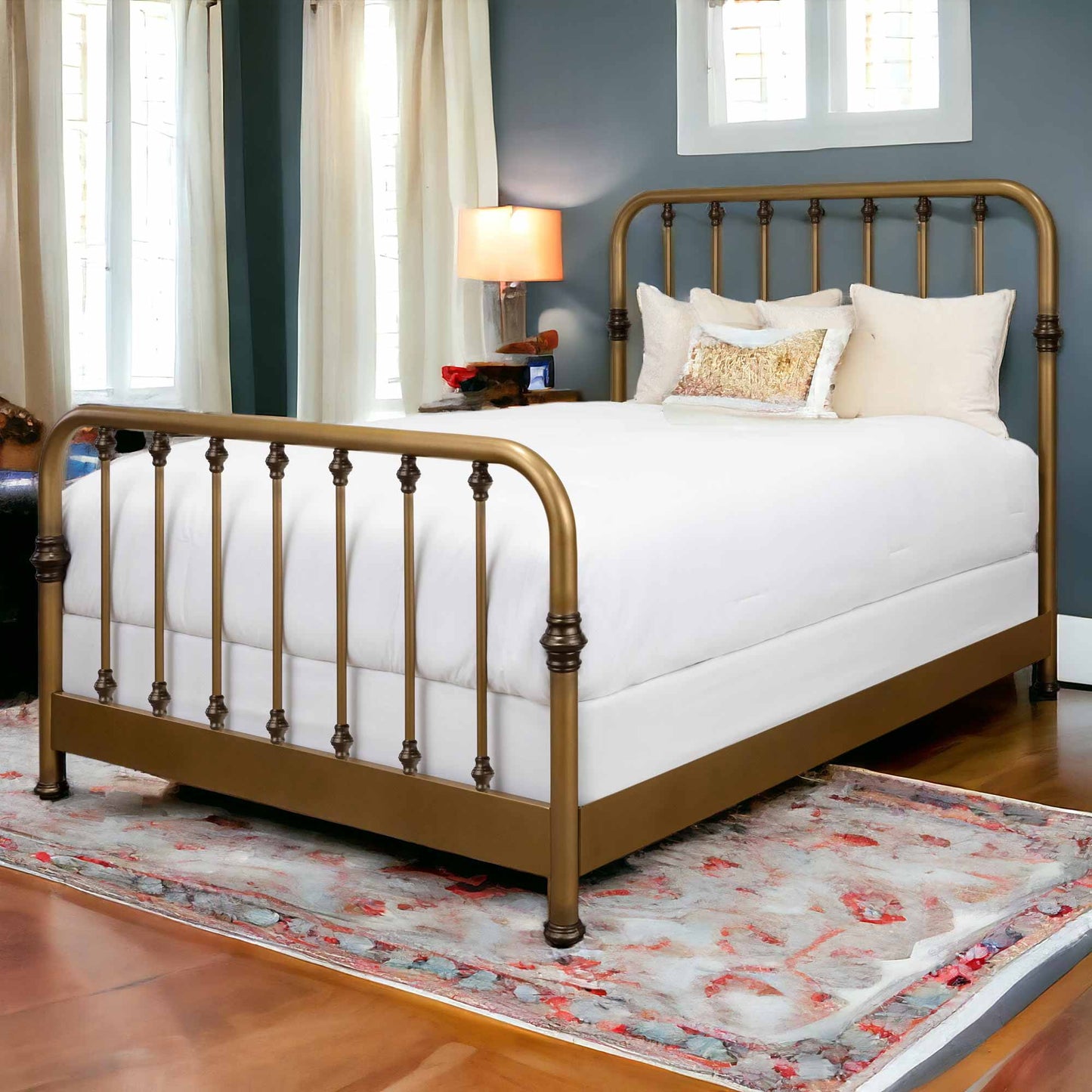 Artem Iron Bed 1300 Matriae Wesley Allen Queen CBMPF Aged Brass Finish Bedroom