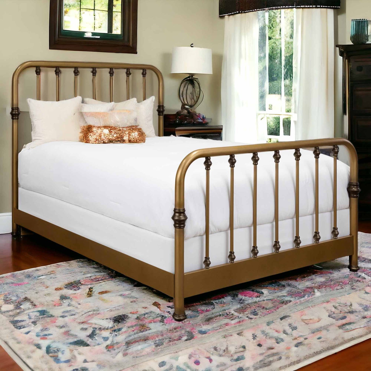 Artem Iron Bed 1300 Matriae Wesley Allen Queen CBMPF Aged Brass Finish Bedroom Furniture