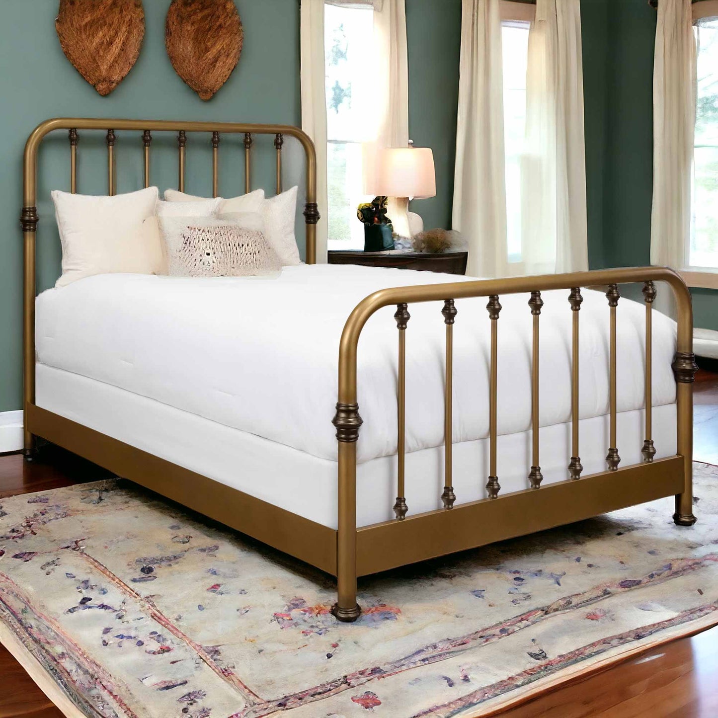 Artem Iron Bed 1300 Matriae Wesley Allen Queen CBMPF Aged Brass Finish Bedroom