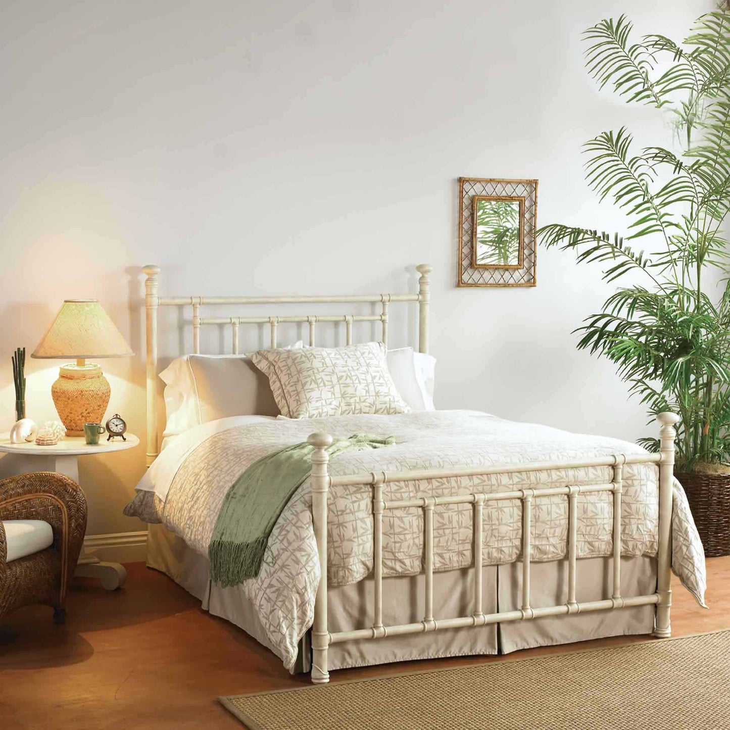 Blake Iron Bed 1094 Wesley Allen Queen Rustic Ivory Finish Matriae