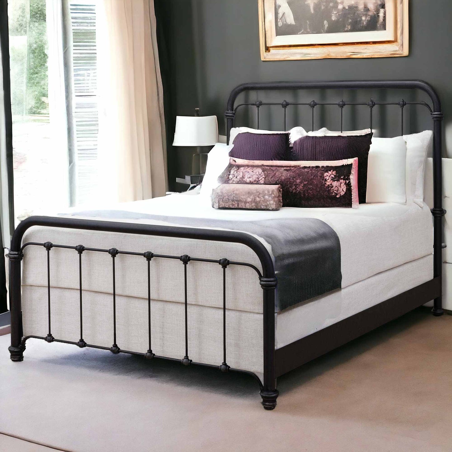 Matriae's Braden Iron Bed 1001 Wesley Allen Aged Iron Finish Queen Size Wrought Iron Bed