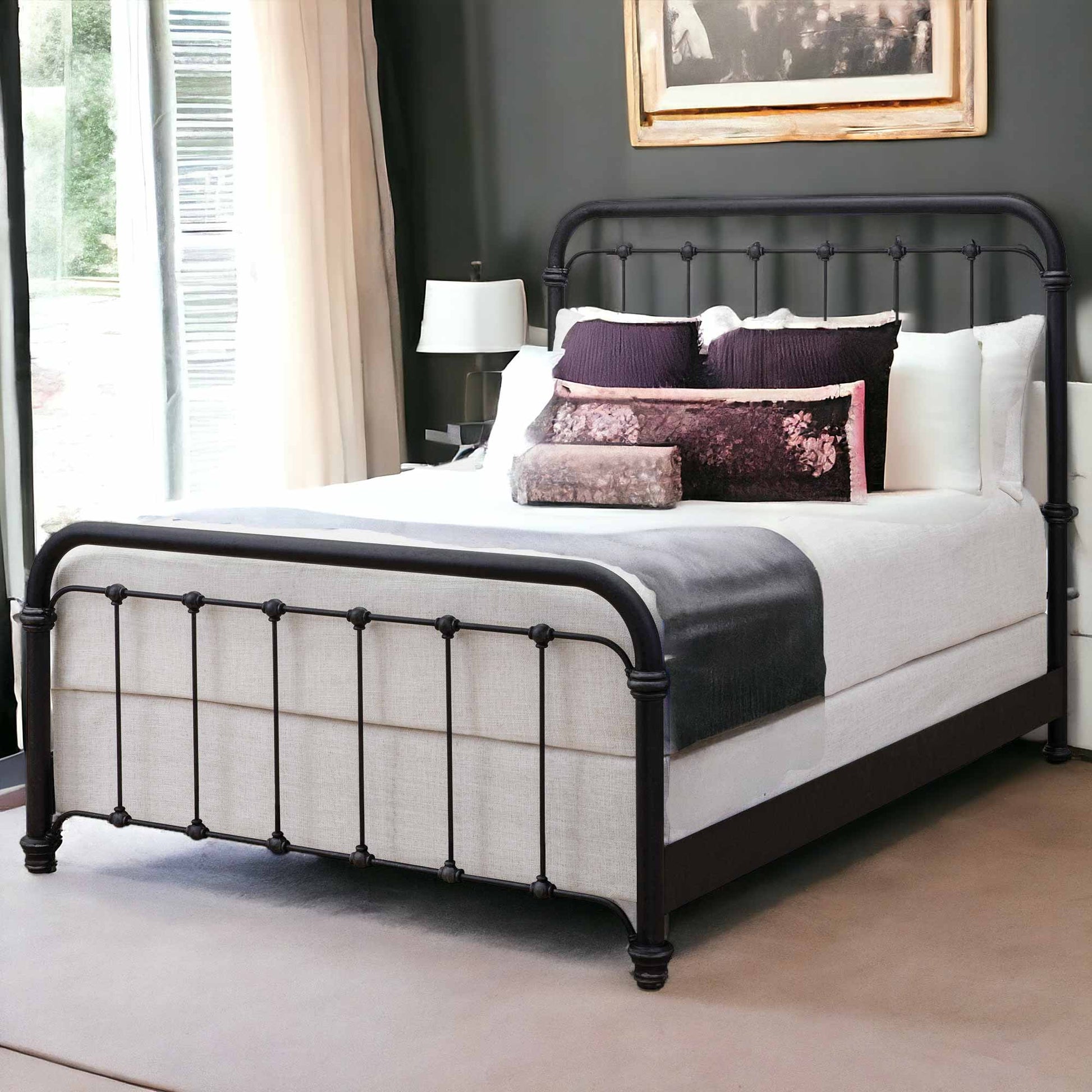 Matriae's Braden Iron Bed 1001 Wesley Allen Aged Iron Finish Queen Size Wrought Iron Bed
