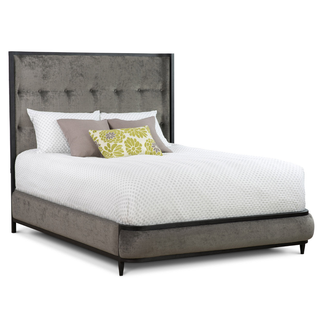 Broadway Upholstered Iron Headboard Upholstered Surround 1202 Wesley Allen Queen Hbfs Aged Iron Finish Verona Ash Fabric Matriae