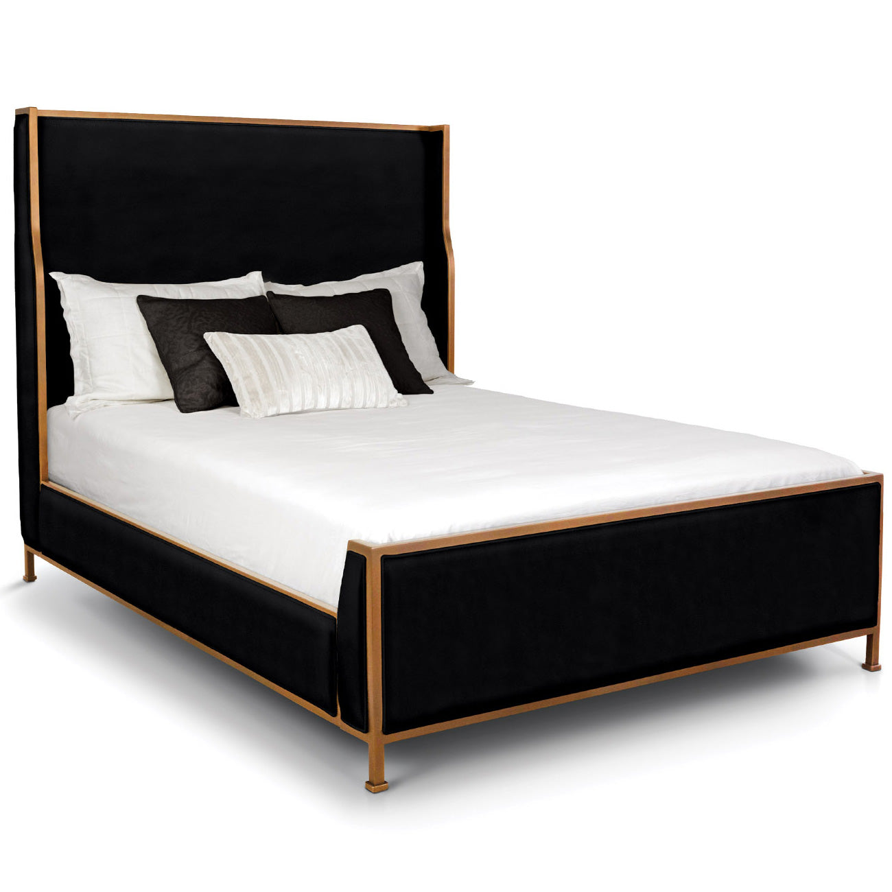 Holden Upholstered Iron Shelter Bed 1276 Wesley Allen Queen CB-FS Opaque Copper Finish Dillon Black Fabric Matriae