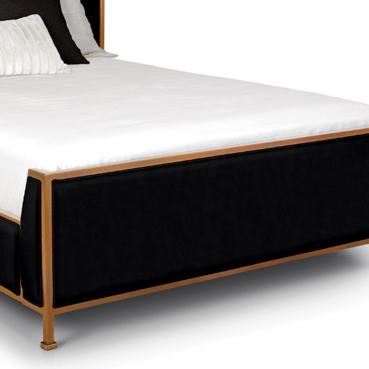 Holden Upholstered Iron Shelter Bed 1276 Wesley Allen Queen CB-FS Opaque Copper Finish Dillon Black Fabric Matriae