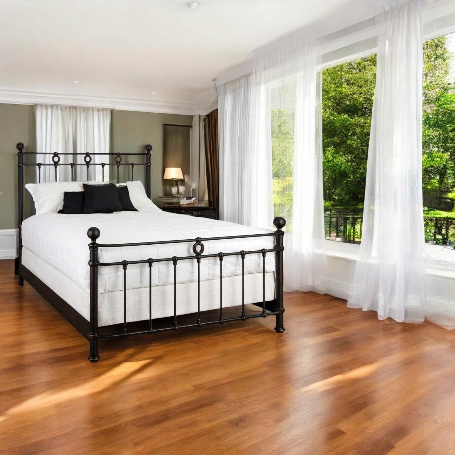 Latif Iron Bed 1054 Wesley Allen Queen CBMPF Aged Gold Finish Matriae