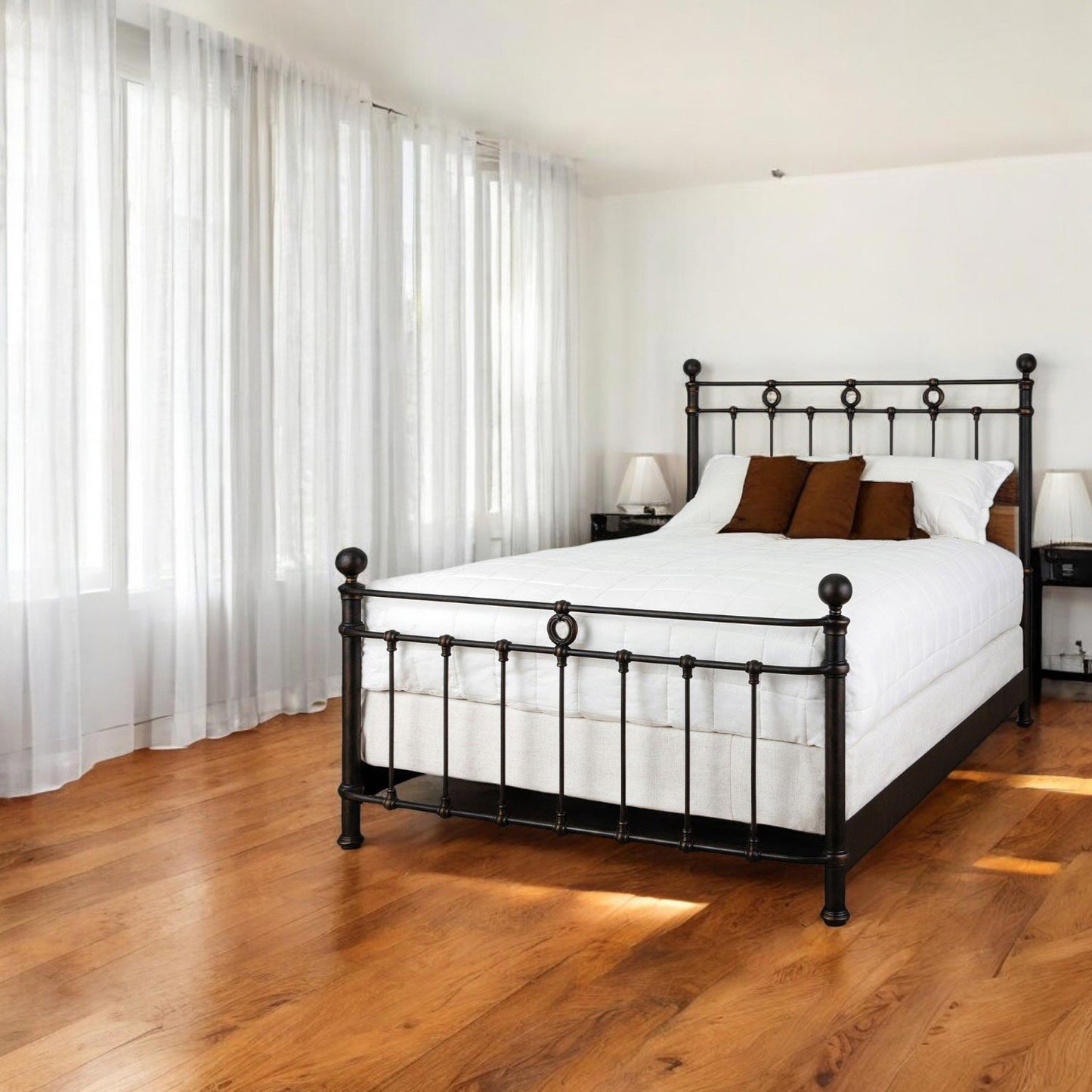 Latif Iron Bed 1054 Wesley Allen Queen CBMPF Aged Gold Finish Matriae