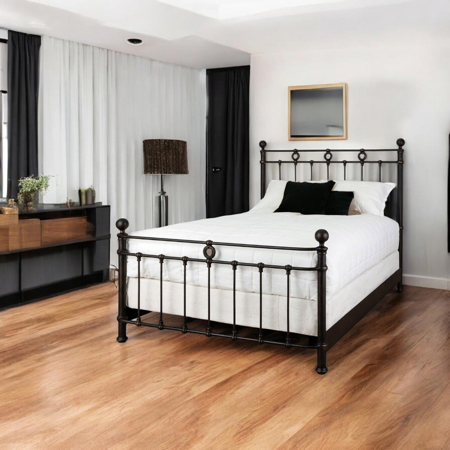Latif Iron Bed 1054 Wesley Allen Queen CBMPF Aged Gold Finish Matriae