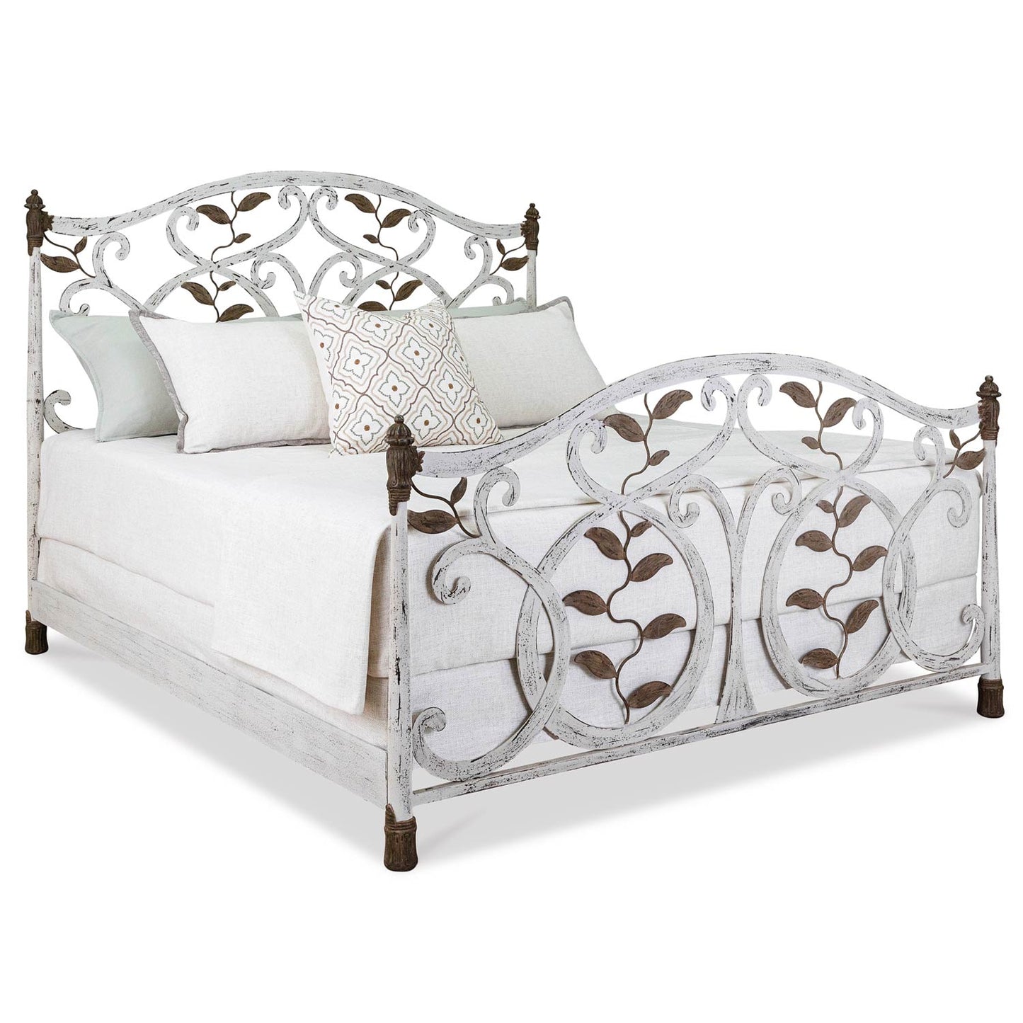 Laurel Iron Bed 1364 Wesley Allen Queen CBMPF Vintage White Finish Matriae