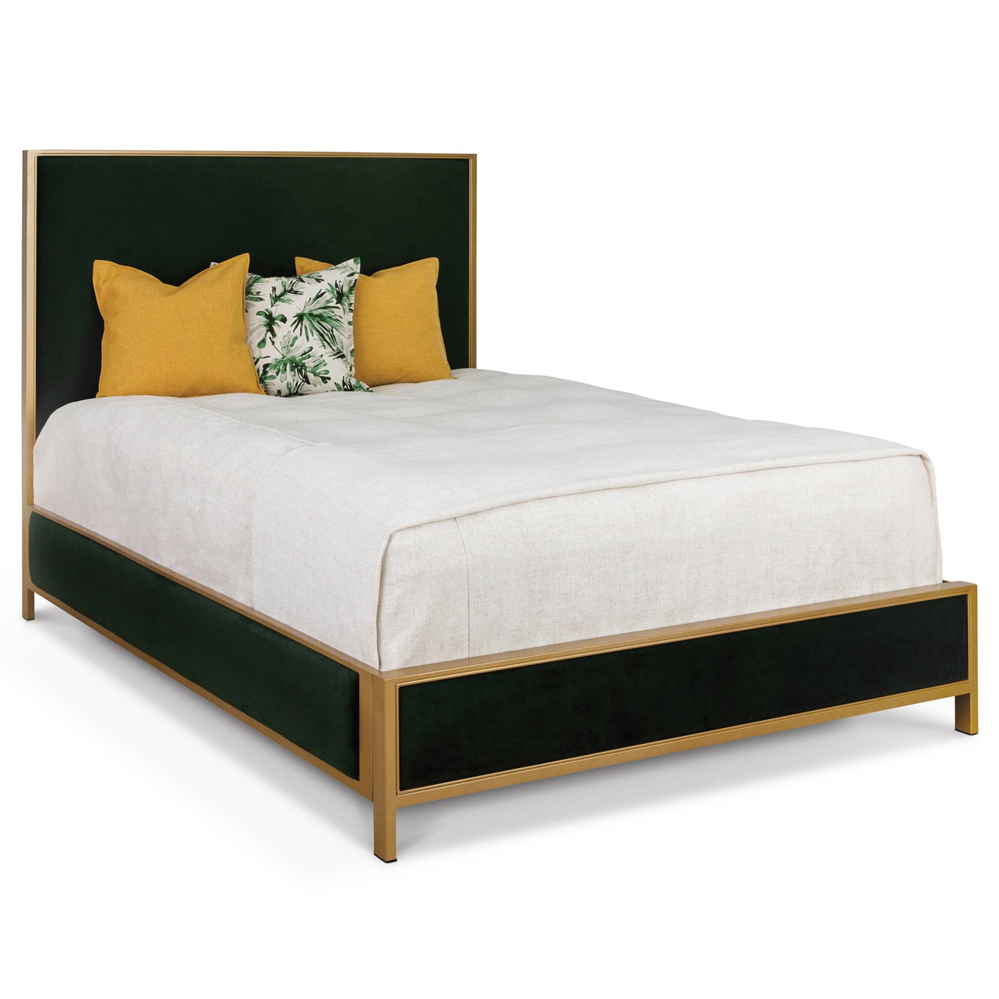Mason Upholstered Iron Headboard Bed 1242 Wesley Allen Queen Hbfs Opaque Gold Finish Chronicle Hemlock Fabric Matriae