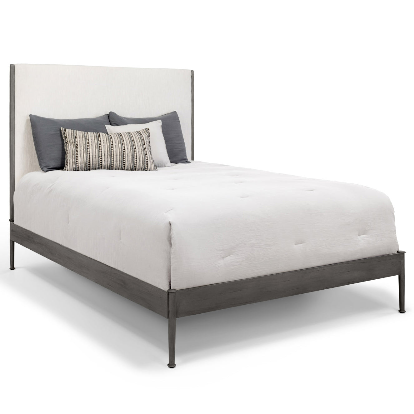Bush Furniture Atria Headboard - Full/Queen Size, Platinum Gray With Black Metal Frame