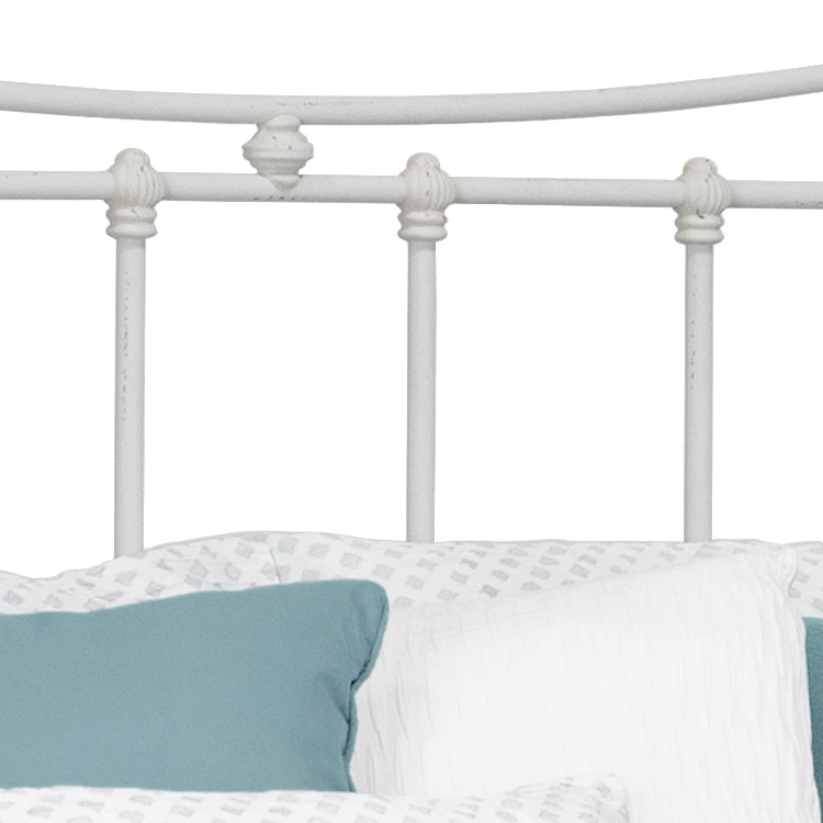 Quati Iron Headboard Metal Surround Bed 1046MS Wesley Allen Queen Cottage White Finish Matriae