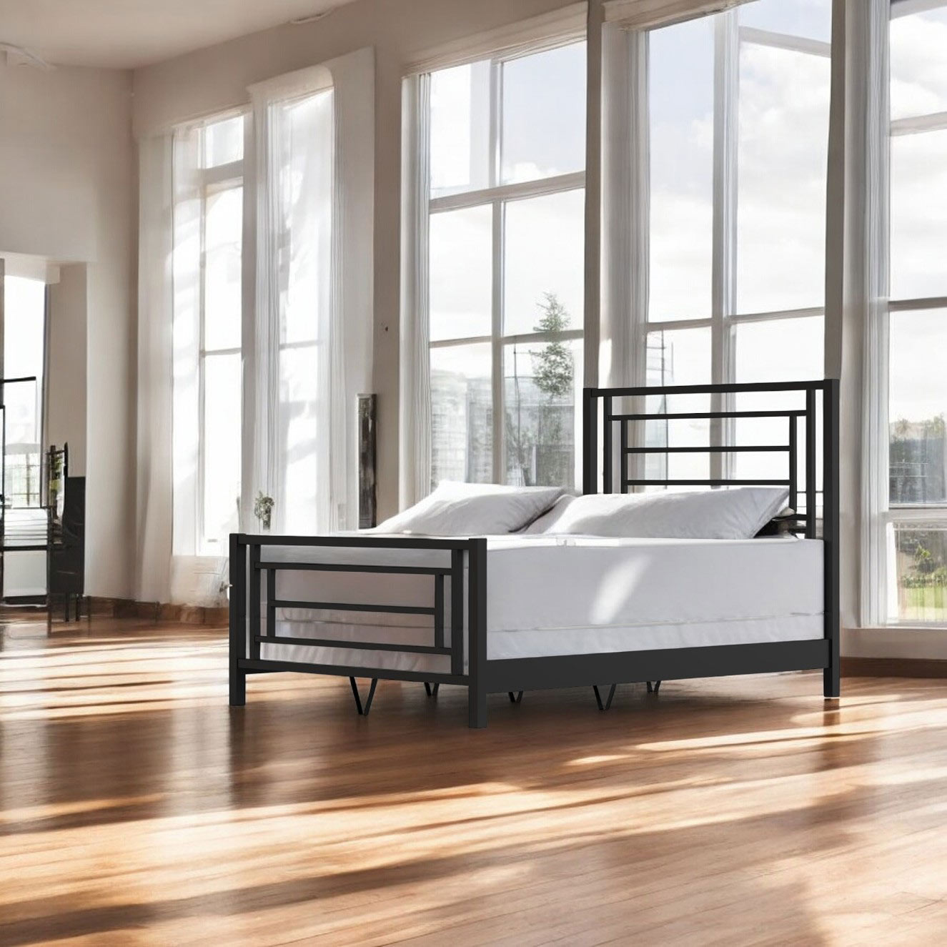 Sunset Iron Bed 1320 Wesley Allen Queen CBMPF Matte Black Finish Matriae