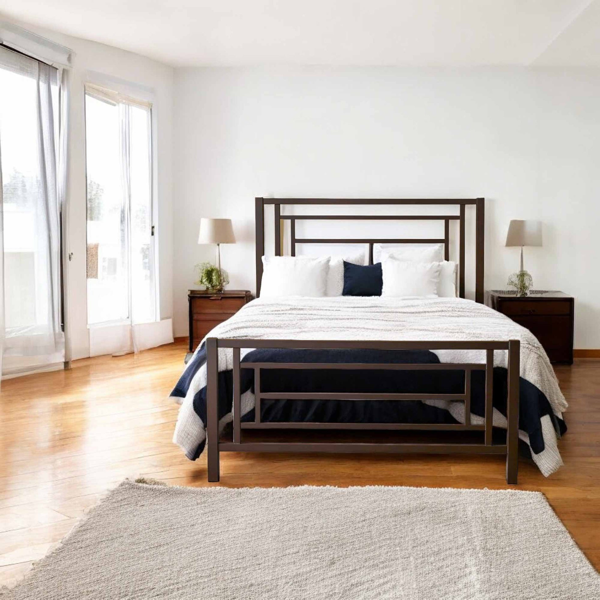 Sunset Iron Bed 1320 Wesley Allen Queen CBMPF Matte Black Finish Matriae