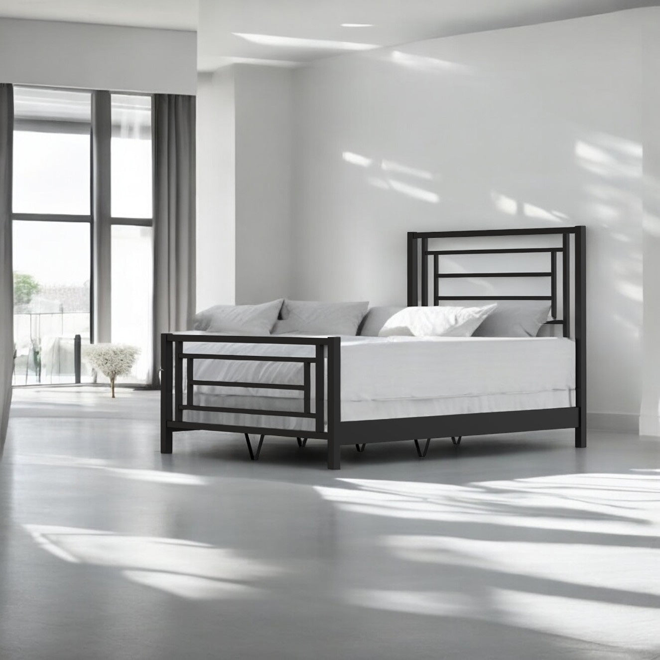 Sunset Iron Bed 1320 Wesley Allen Queen CBMPF Matte Black Finish Matriae