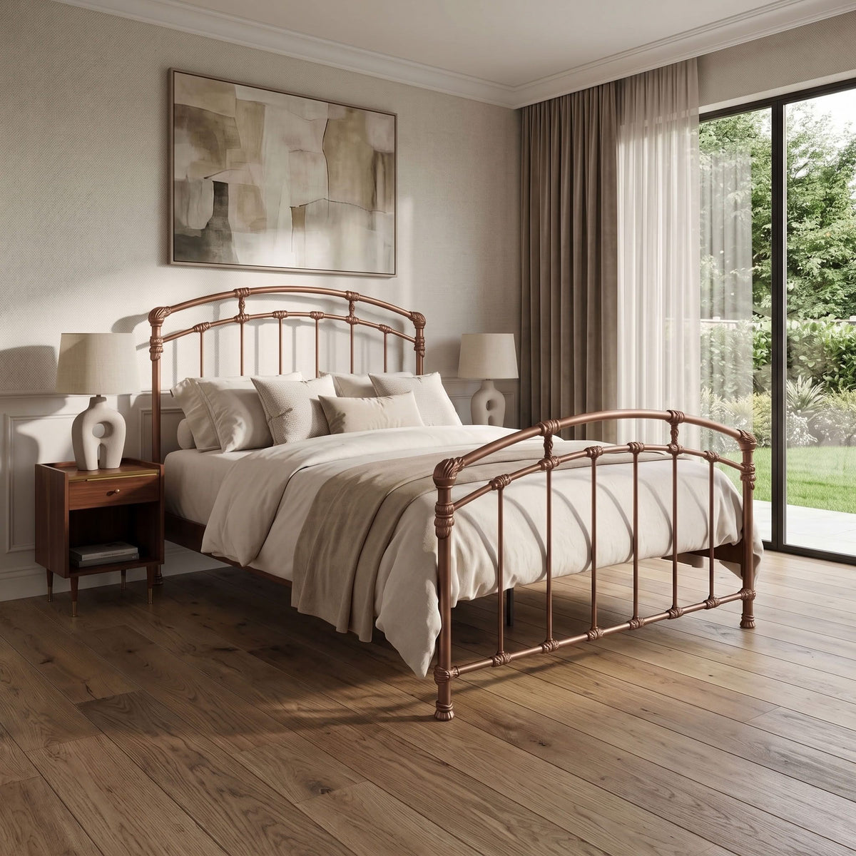 Aristella Iron Bed in Hand Brushed Copper