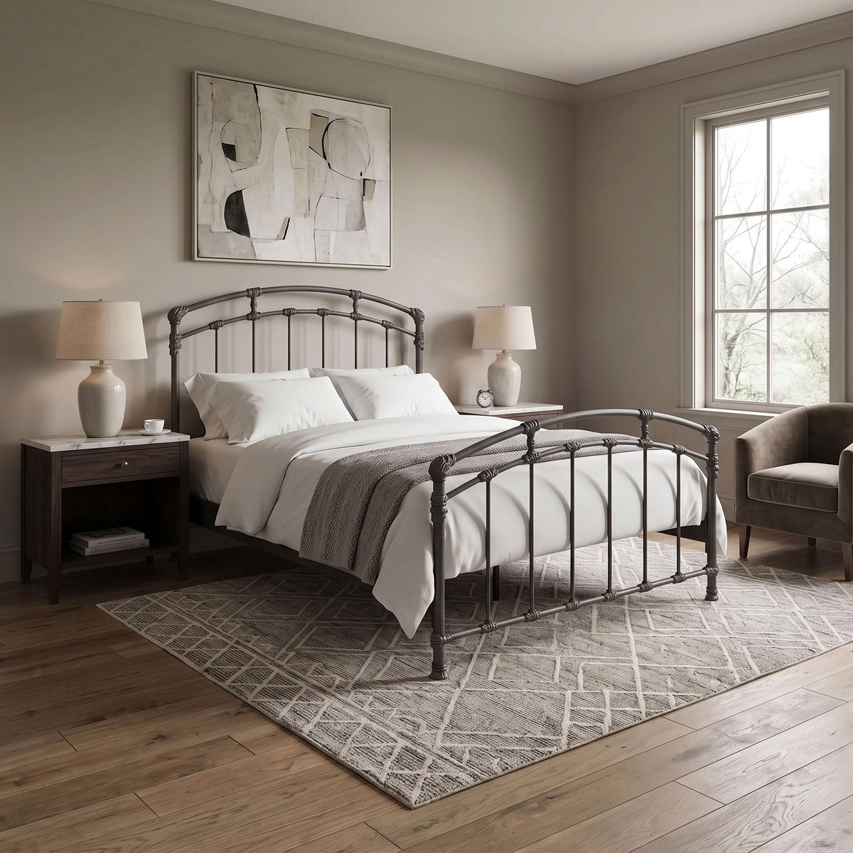 Aristella Iron Bed in Opaque Granite