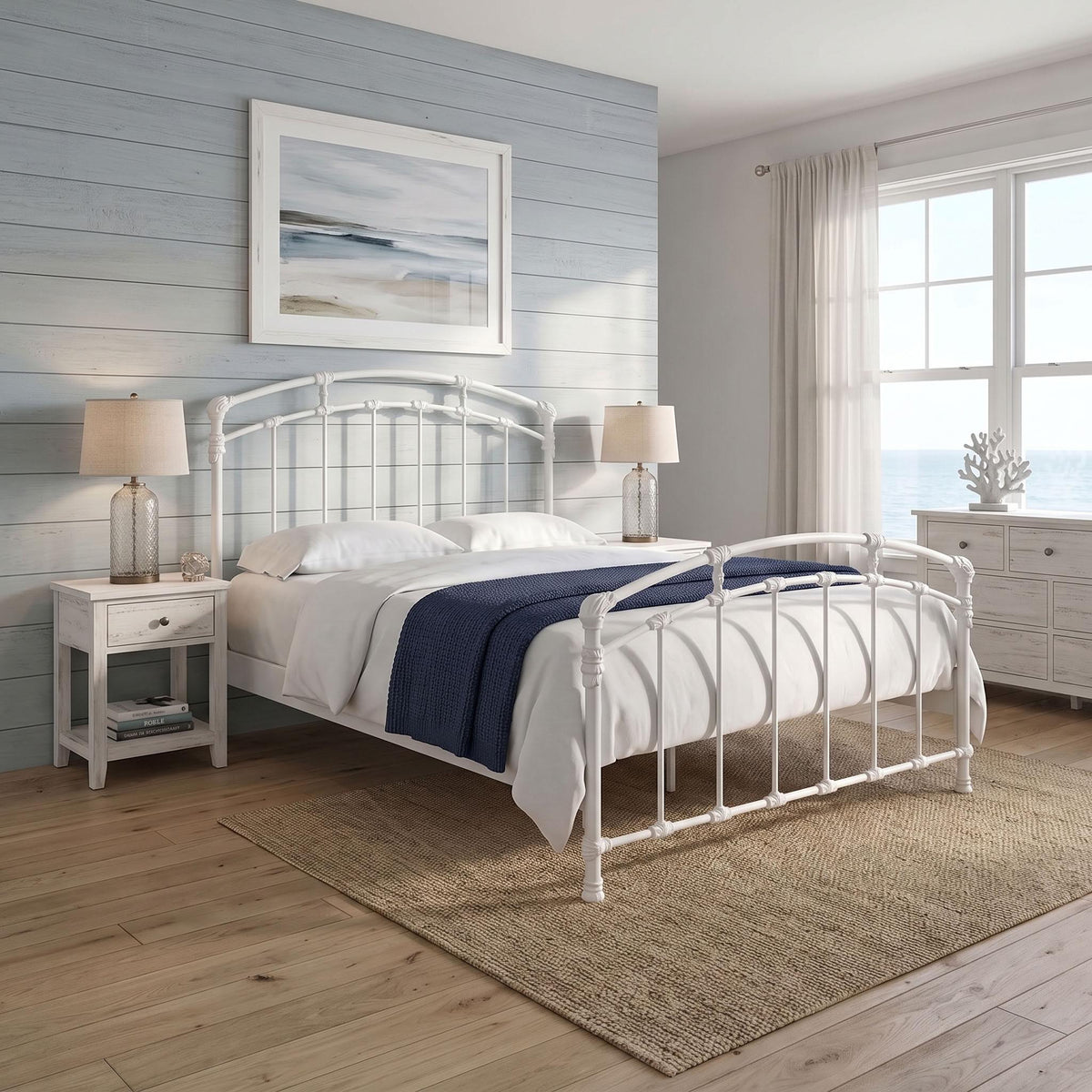 Aristella Iron Bed in Opaque White