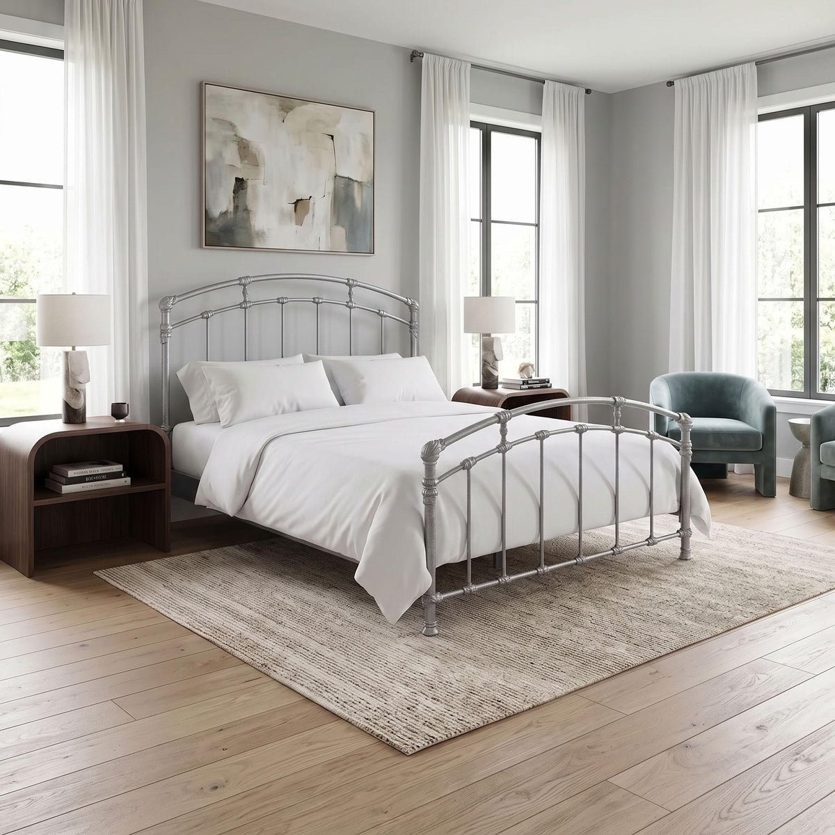 Aristella Iron Bed in Silver Palladium