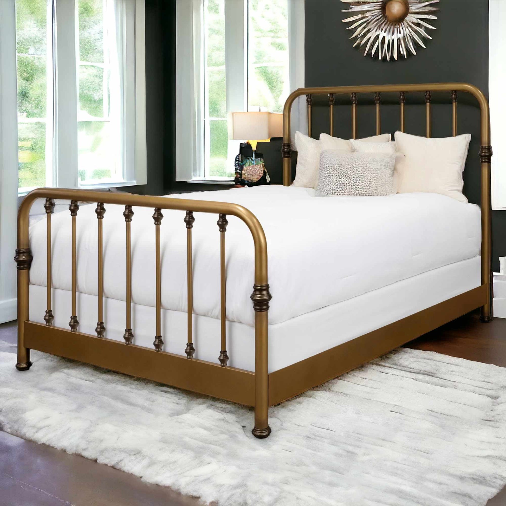 Artem Iron Bed 1300 Matriae Wesley Allen Queen CBMPF Aged Brass Finish Bedroom Furniture