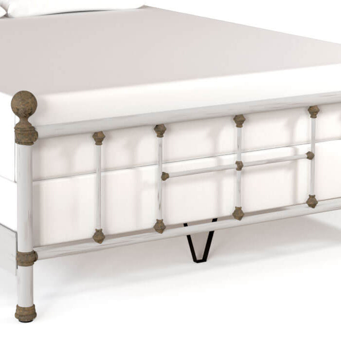 Ava  Iron Bed 1303 Queen CB-MPF Vintage White Finish Wesley Allen Matriae