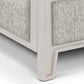Aven Upholstered Iron Bed 1229 Wesley Allen Queen HBFS Matte White Finish Natural Oak Fabric Matriae