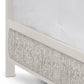 Aven Upholstered Iron Bed 1229 Wesley Allen Queen HBFS Matte White Finish Natural Oak Fabric Matriae