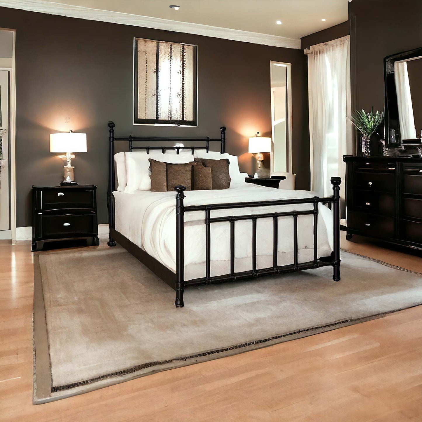 Blake Iron Bed 1094 Wesley Allen Queen CBMPF Black Suede Finish Matriae