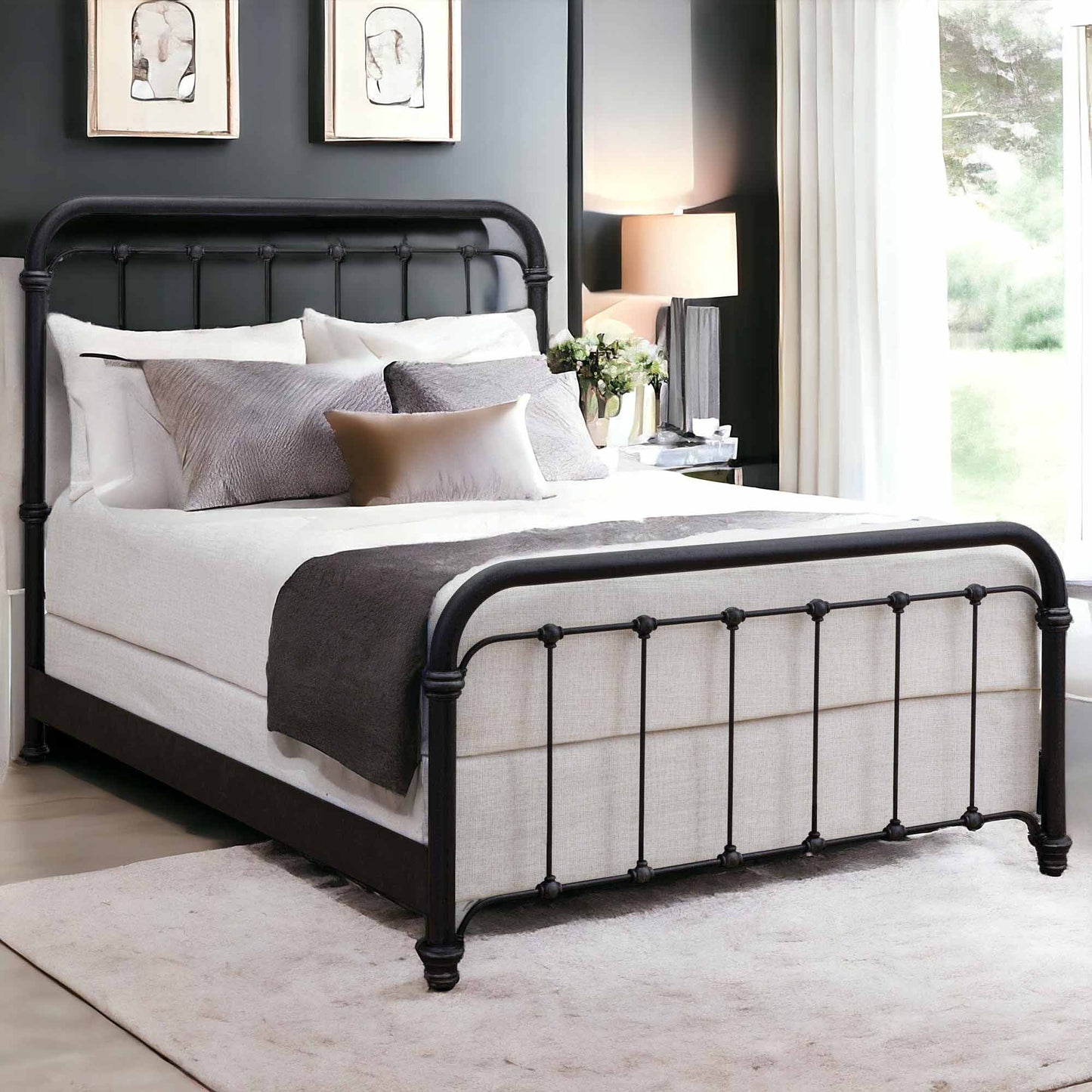 Matriae's Braden Iron Bed 1001 Wesley Allen Aged Iron Finish Queen Size Wrought Iron Bed