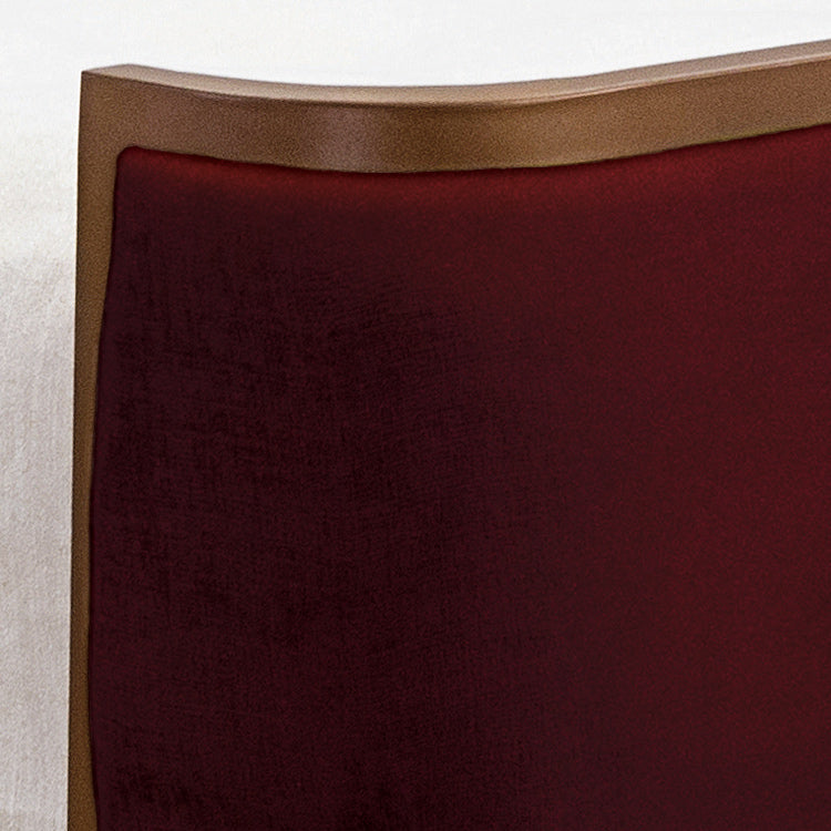 Broadway Upholstered Iron Bed 1201 Wesley Allen Queen CBFS Opaque Copper Finish Chronicle Merlot Fabric Matriae