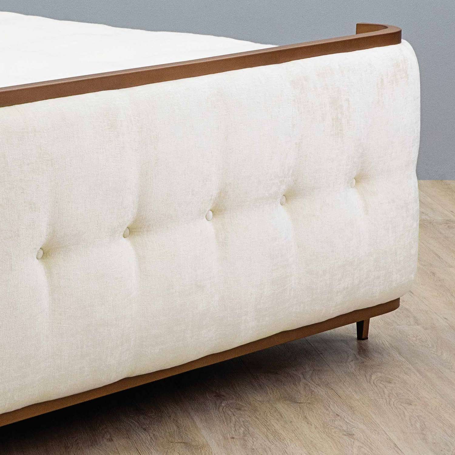 Broadway Upholstered Iron Bed 1201 Wesley Allen Queen CBFS White Fabric Matriae