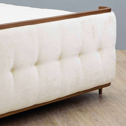 Broadway Upholstered Iron Bed 1201 Wesley Allen Queen CBFS White Fabric Matriae