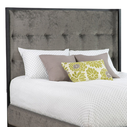 Broadway Upholstered Iron Headboard Upholstered Surround 1202 Wesley Allen Queen Hbfs Aged Iron Finish Verona Ash Fabric Matriae