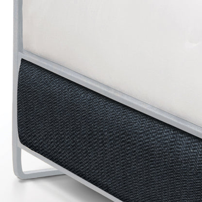 Fenton Upholstered Iron Bed 1284 Wesley Allen Queen HB-FS Opaque Light Silver Charo Midnight Fabric Matriae