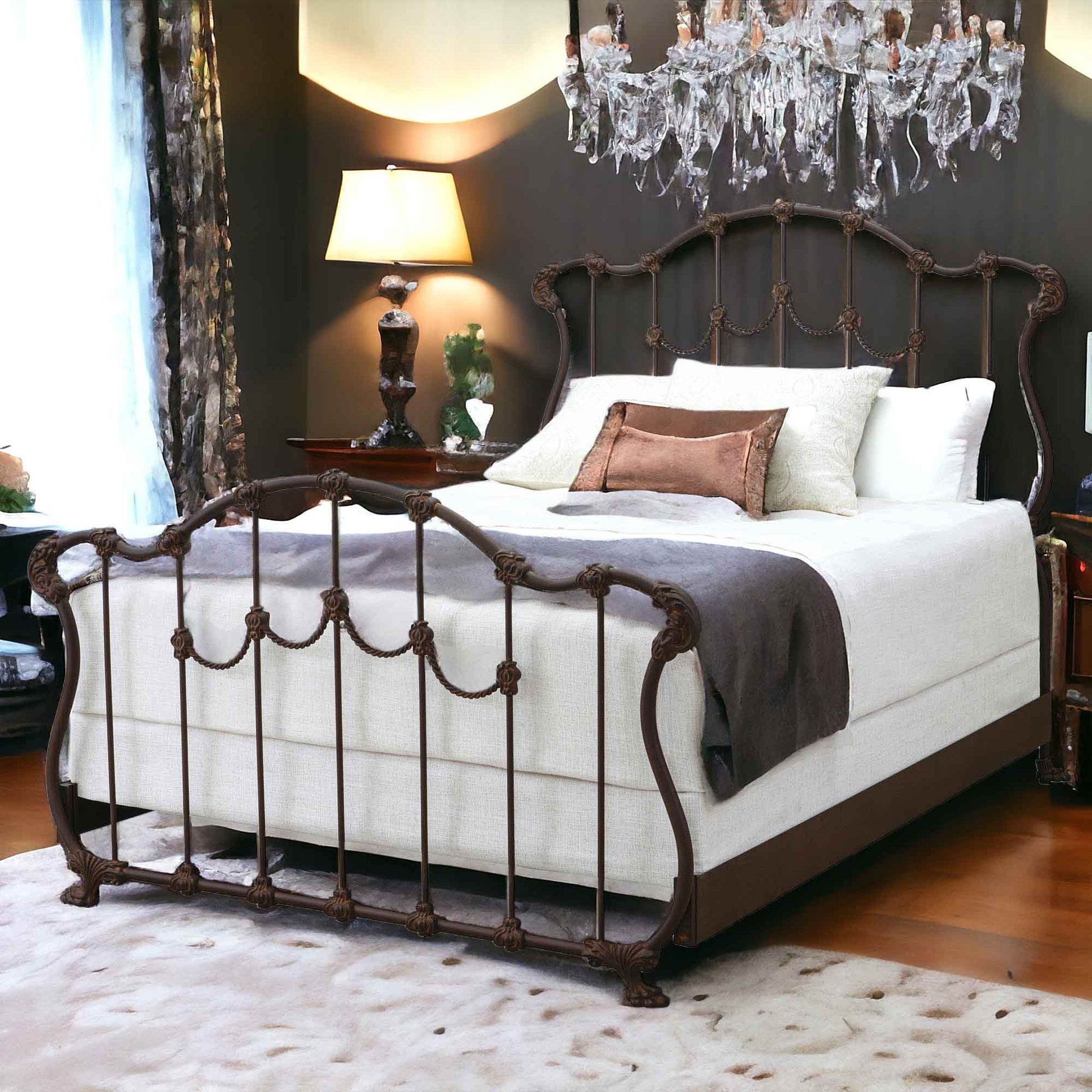 Hamilton Iron Bed 1052 Wesley allen Queen  CBMPF Aged Rust Finish Matriae Luxury Bedroom