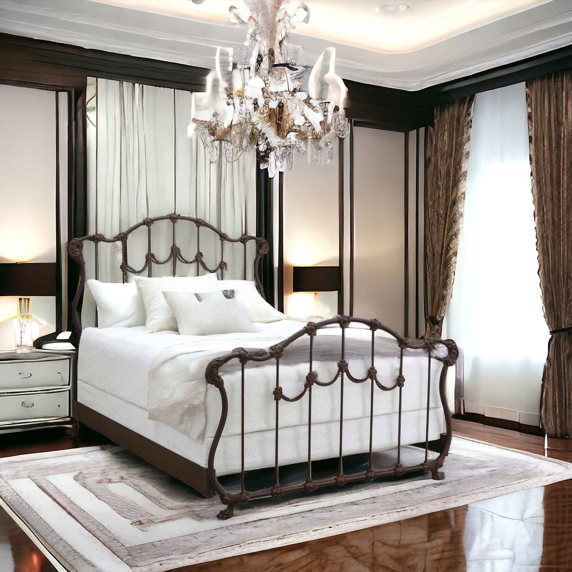 Hamilton Iron Bed 1052 Wesley allen Queen  CBMPF Aged Rust Finish Matriae Luxury Bedroom