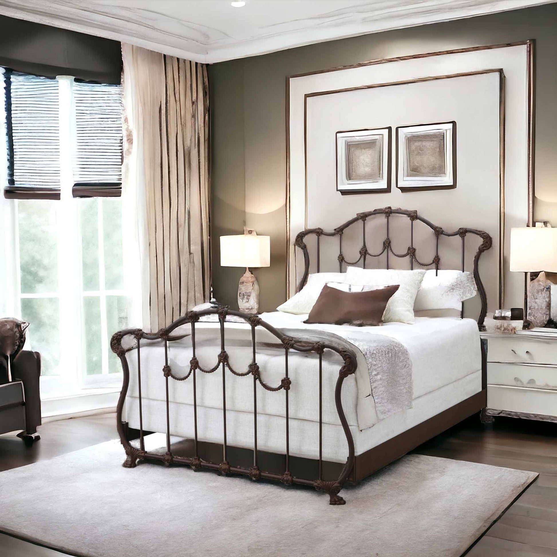 Hamilton Iron Bed 1052 Wesley allen Queen  CBMPF Aged Rust Finish Matriae Luxury Bedroom