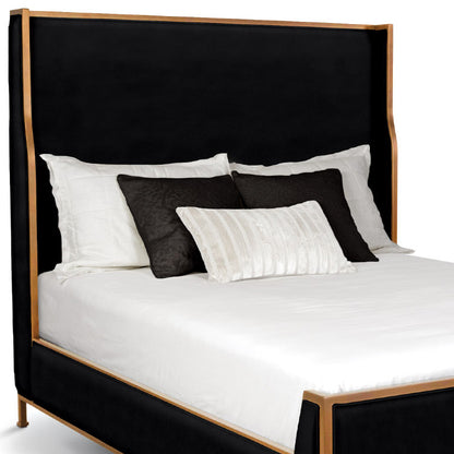     Holden Upholstered Iron Shelter Bed 1276 Wesley Allen Queen CB-FS Opaque Copper Finish Dillon Black Fabric Matriae