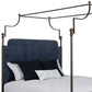 Kenton Upholstered Iron Canopy Bed Upholstered Sides 1275 Wesley Allen Queen CBC-FS Old Copper Finish Archer Navy Fabric Matriae