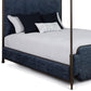 Kenton Upholstered Iron Canopy Bed Upholstered Sides 1275 Wesley Allen Queen CBC-FS Old Copper Finish Archer Navy Fabric Matriae