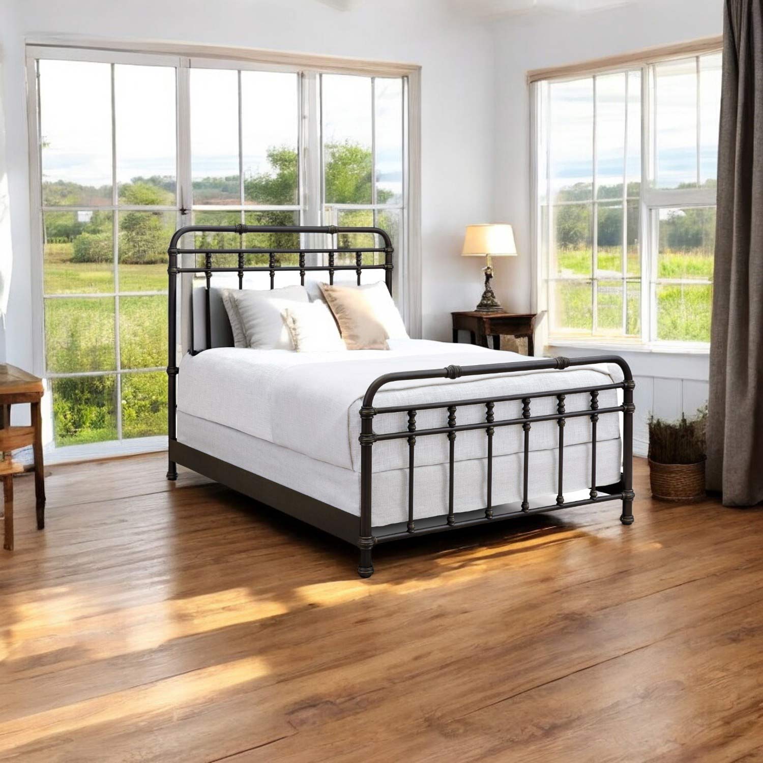 Laredo Iron Bed Wesley Allen 7040 Queen CBMPF Aged Bronze Finish Matriae