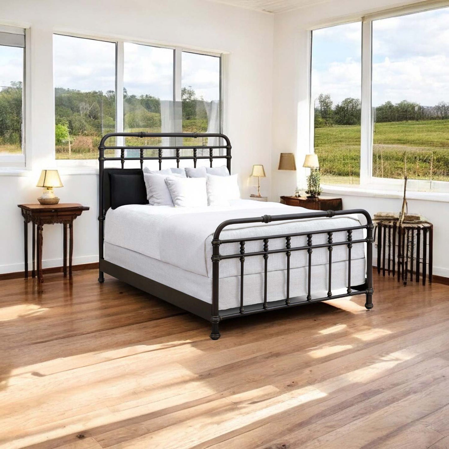 Laredo Iron Bed Wesley Allen 7040 Queen CBMPF Aged Bronze Finish Matriae