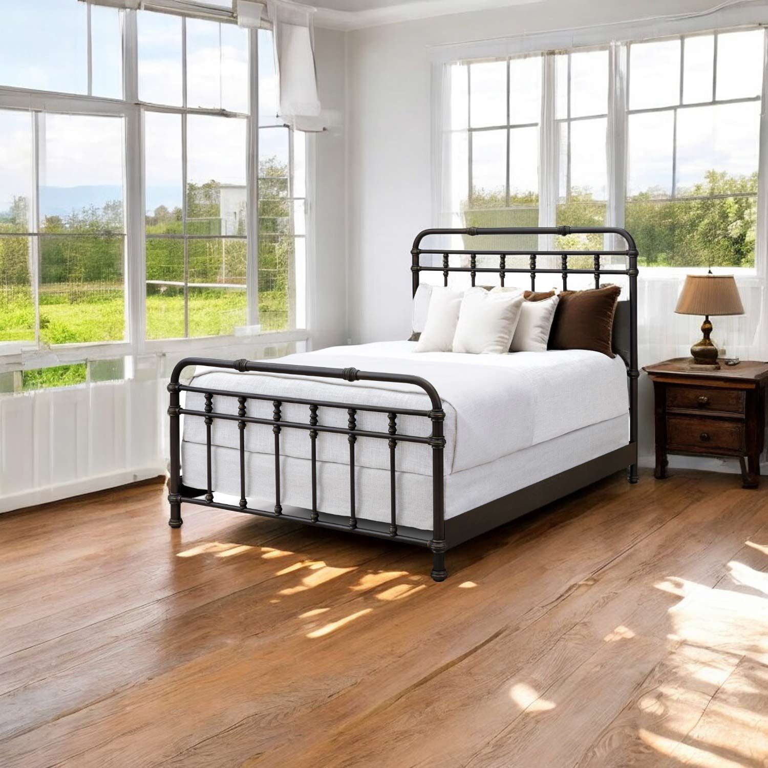 Laredo Iron Bed Wesley Allen 7040 Queen CBMPF Aged Bronze Finish Matriae