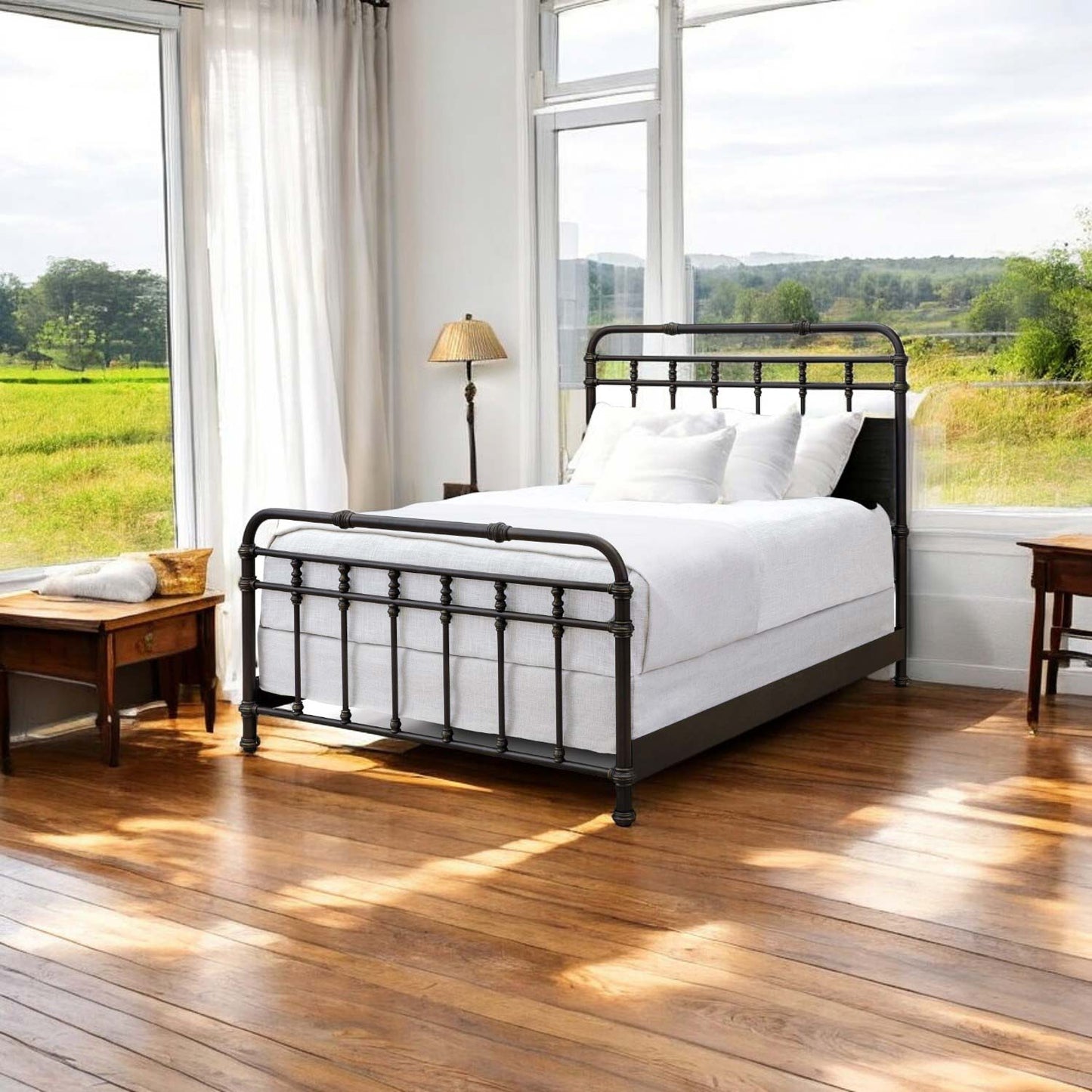 Laredo Iron Bed Wesley Allen 7040 Queen CBMPF Aged Bronze Finish Matriae