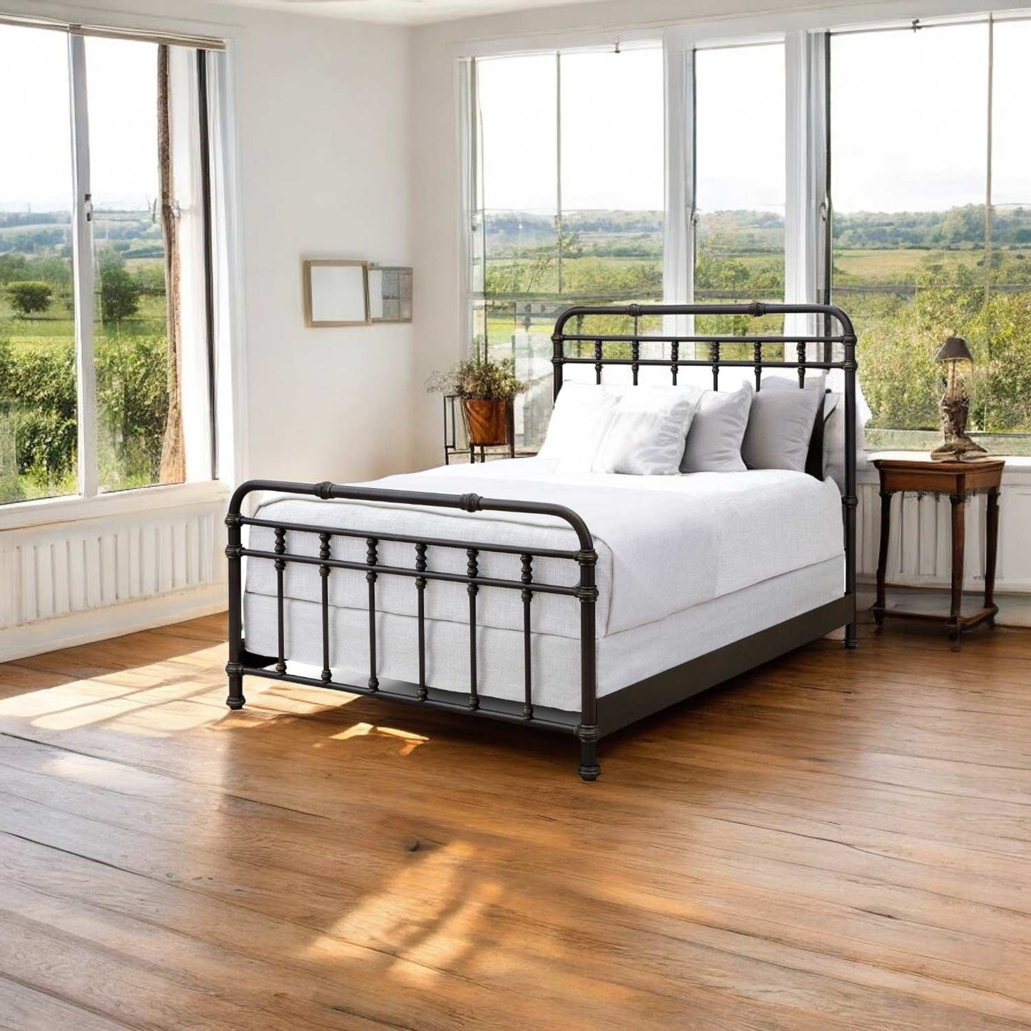 Laredo Iron Bed Wesley Allen 7040 Queen CBMPF Aged Bronze Finish Matriae