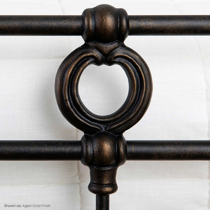 Latif Iron Bed 1054 Wesley Allen Aged Gold Finish Medallion Matriae