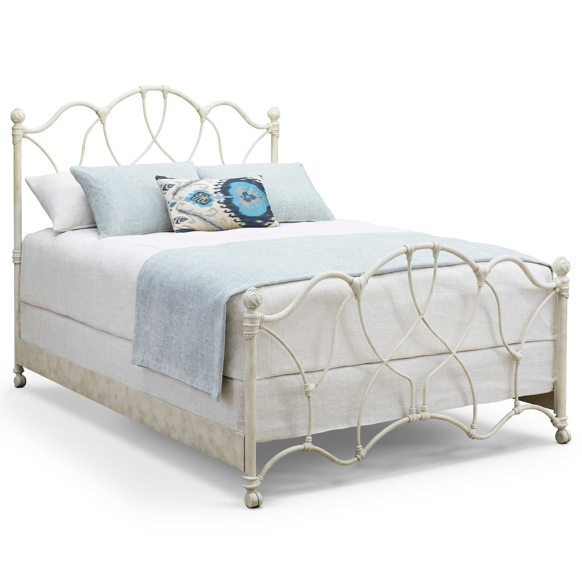 Morsley Iron Bed 1026 Wesley Allen Queen CBMPF Rustic Ivory Finish Matriae