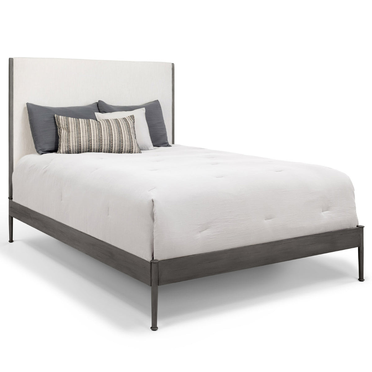 Nile Upholstered Iron Headboard with Metal Profile Platform Frame by Wesley Allen