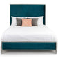 Royce Hammered Iron Upholstered Bed 1207 Wesley Allen Queen HBFS Hammered Silver Finish Royalty Peacock Fabric Matriae
