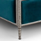 Royce Hammered Iron Upholstered Bed 1207 Wesley Allen Queen HBFS Hammered Silver Finish Royalty Peacock Fabric Matriae
